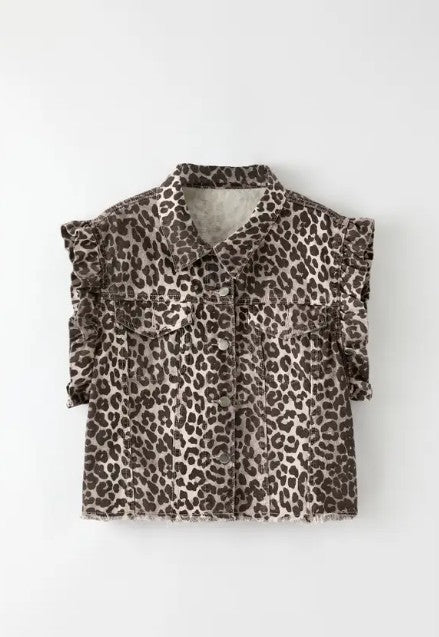 Kitty Short Sleeve Ruffle Denim Vest