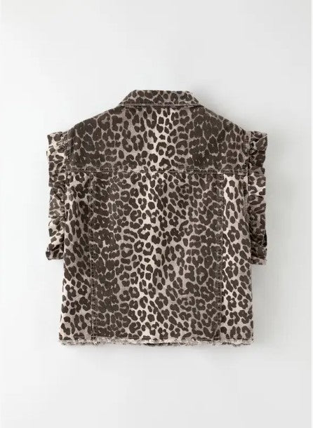 Kitty Short Sleeve Ruffle Denim Vest