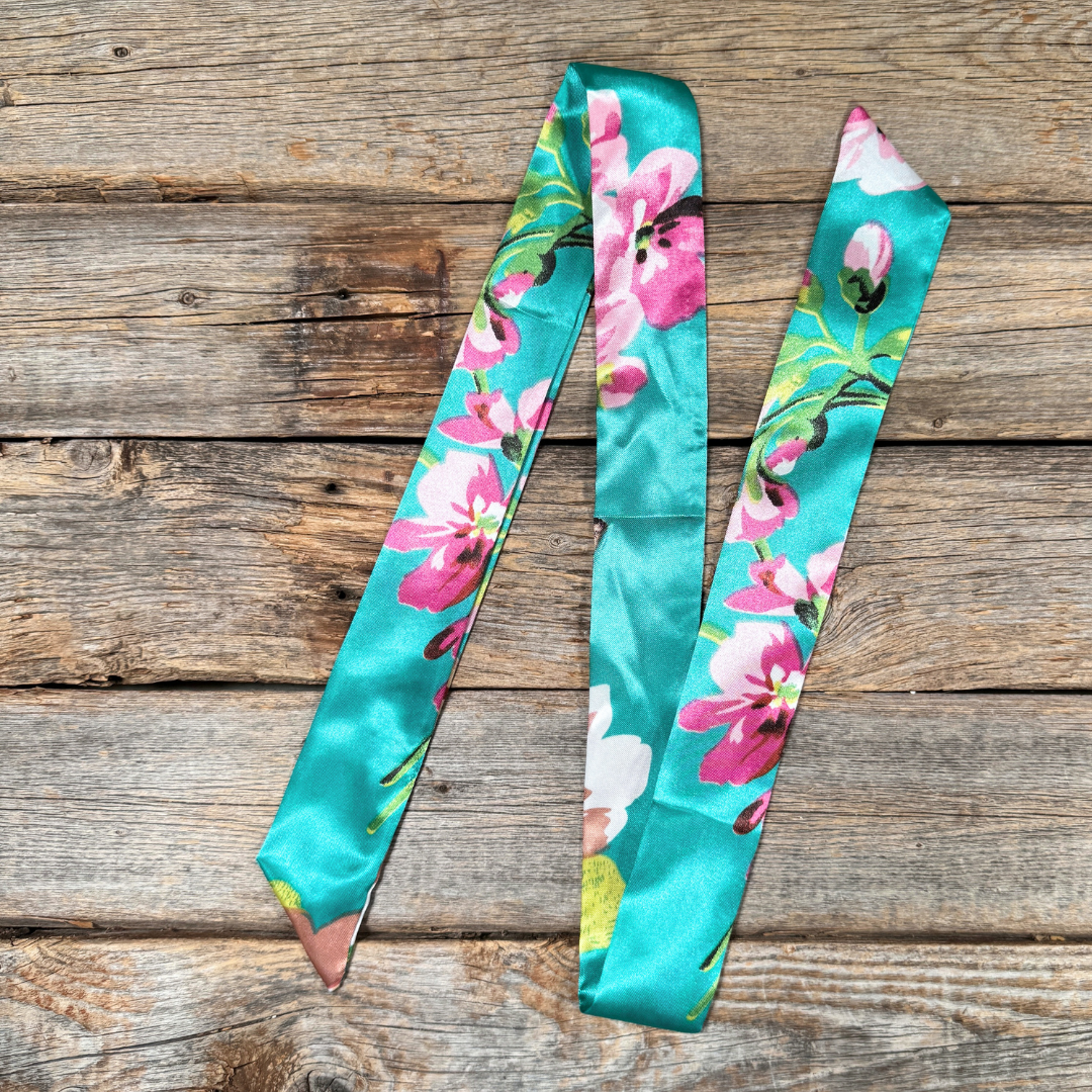 Turquoise and Pink Western Skinny Mini Wild Rag Scarf / Cowgirl Necktie #TW319