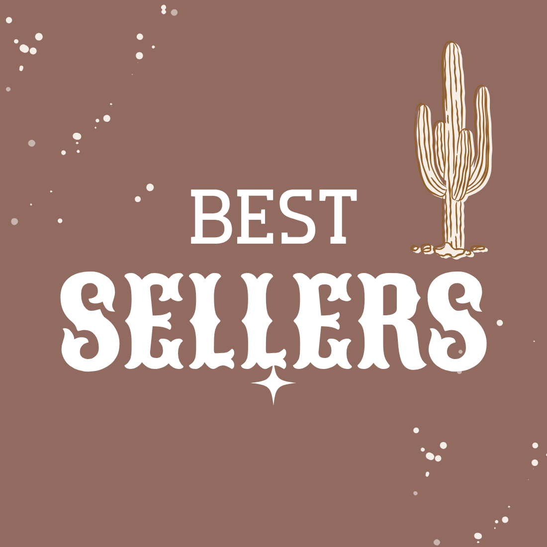 Best Sellers collection logo featuring whimsical text and cactus design