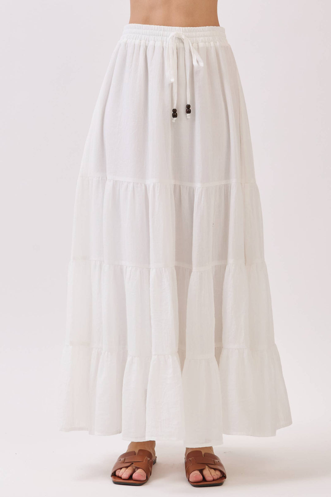 Sophie Tiered Coconut Tie Detail Maxi Skirt