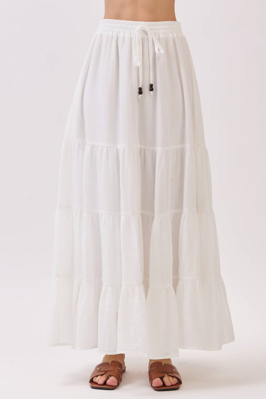 Sophie Tiered Coconut Tie Detail Maxi Skirt