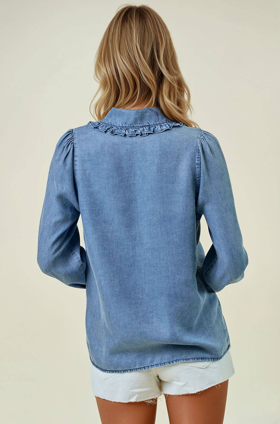 Jolie Denim Long Sleeve Button Down Shirt Blouse