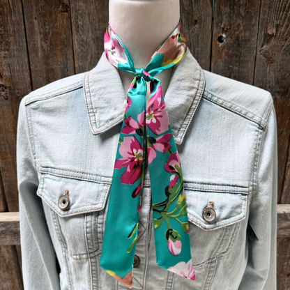 Turquoise and Pink Western Skinny Mini Wild Rag Scarf / Cowgirl Necktie #TW319