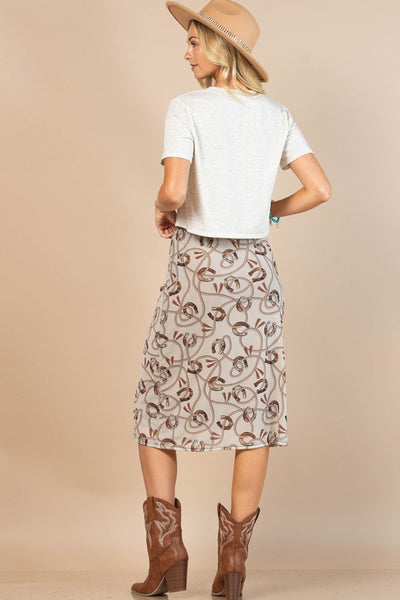 Andrea Horseshoe Print Mesh Skirt With Lining