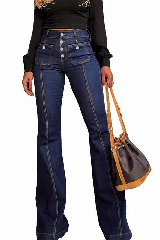 Taylah High Waist Jeans Vintage Stretch Bootcut Denim