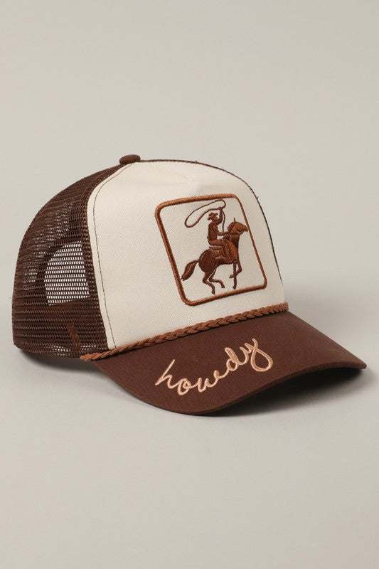 Cowboy Howdy Embroidery Mesh Back Cap