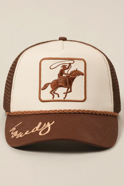 Cowboy Howdy Embroidery Mesh Back Cap