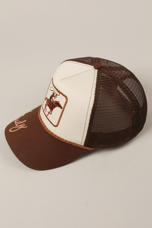 Cowboy Howdy Embroidery Mesh Back Cap