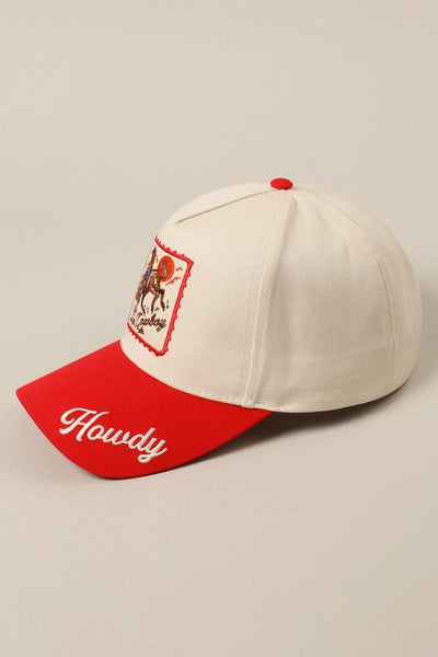 Red Cowboy Horse Embroidery Two-tone Cap