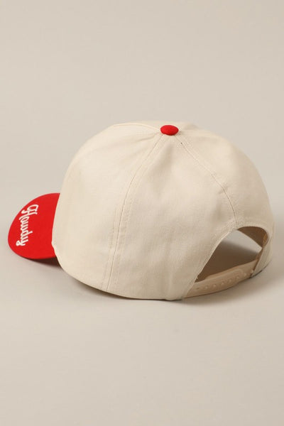 Red Cowboy Horse Embroidery Two-tone Cap