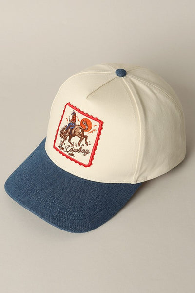 Cowboy Horse Embroidery Patch Denim Cap