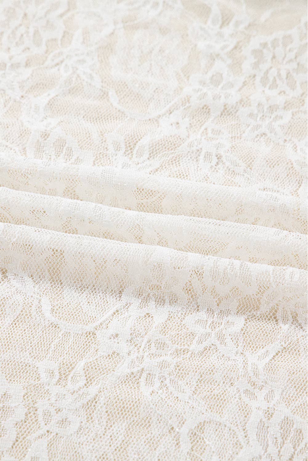 Sheer Lace Mesh Mock Neck Long Sleeve Top