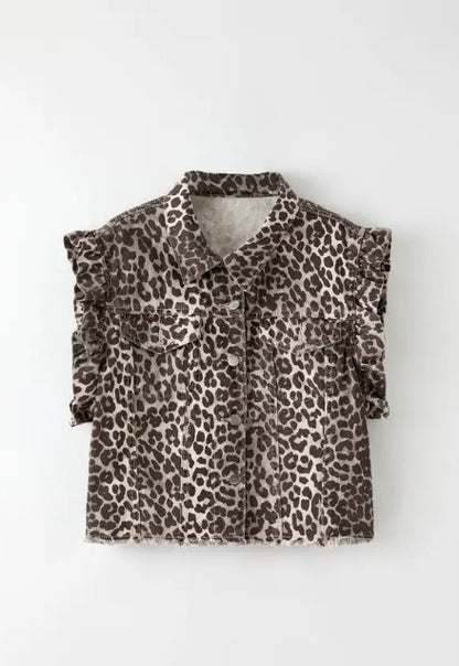 Kitty Short Sleeve Ruffle Denim Vest