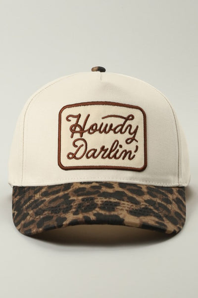 Howdy Darlin' Embroidered Leopard Brim Trucker Hat