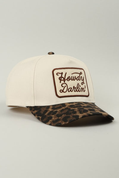 Howdy Darlin' Embroidered Leopard Brim Trucker Hat
