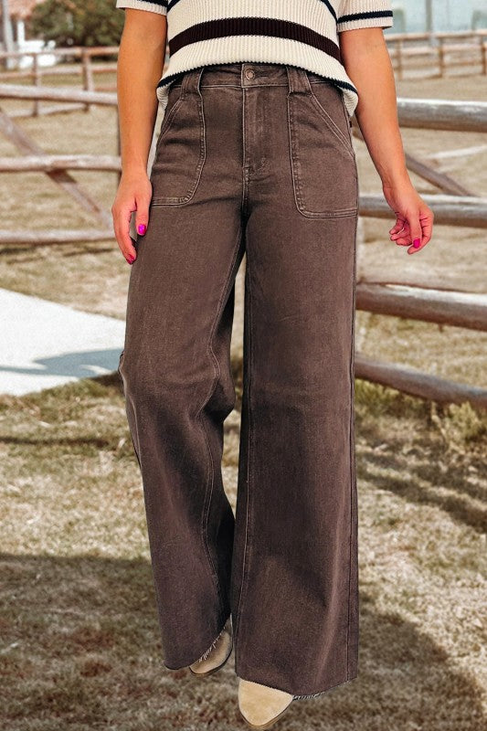 Retro Washed Patch Pocket Loose Jeans
