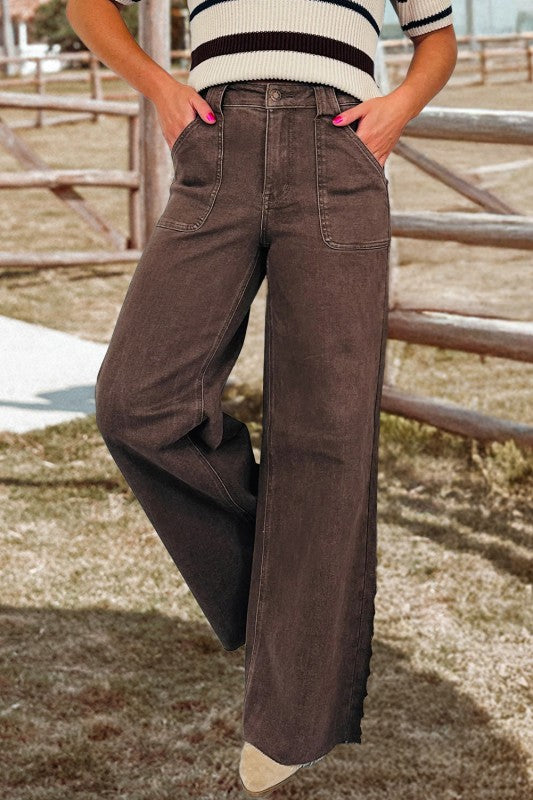 Retro Washed Patch Pocket Loose Jeans