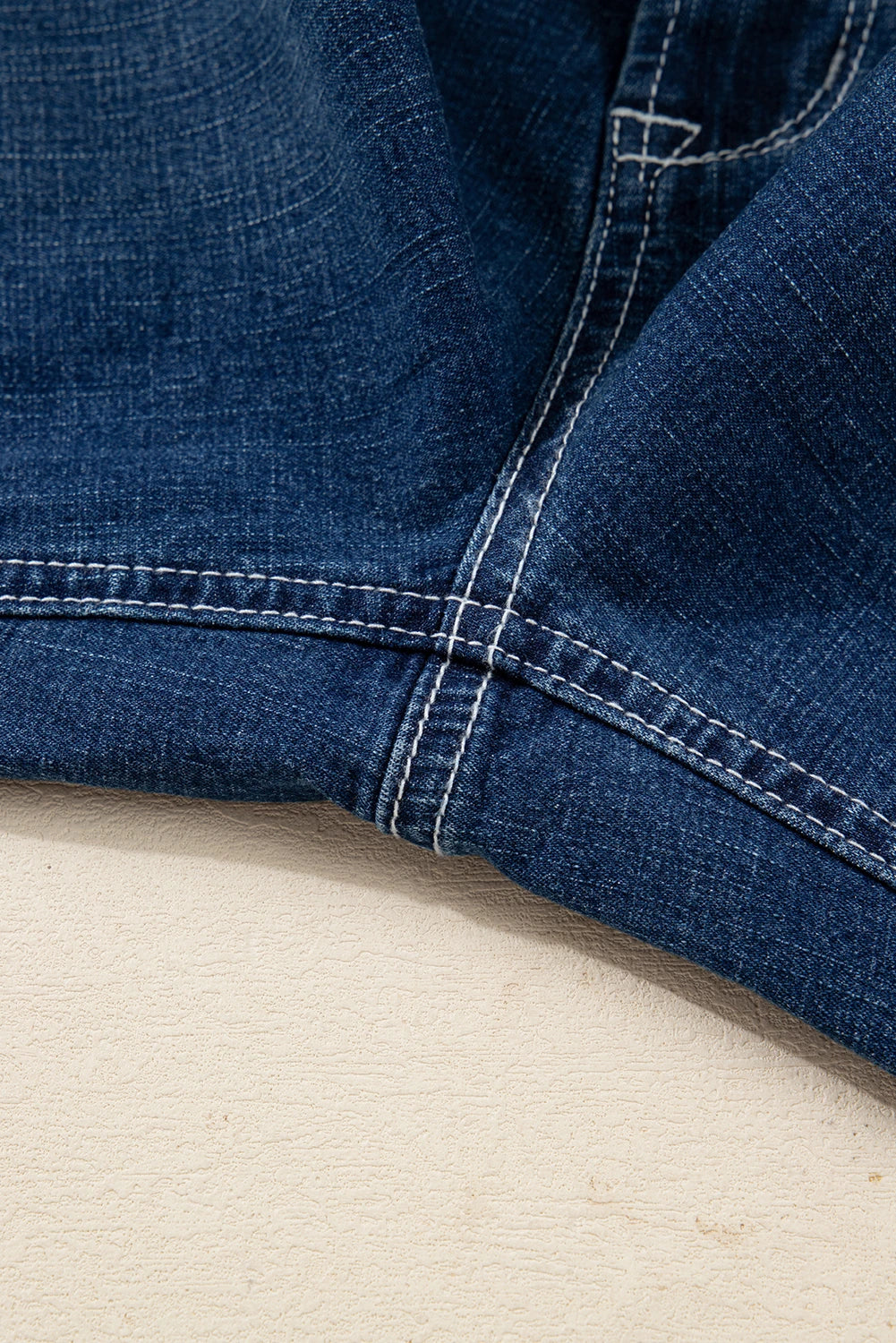 Sail Blue Stitched Waist Jeans Loose Cuffed Jeans