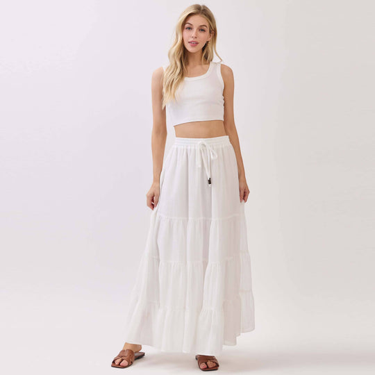 Sophie Tiered Coconut Tie Detail Maxi Skirt