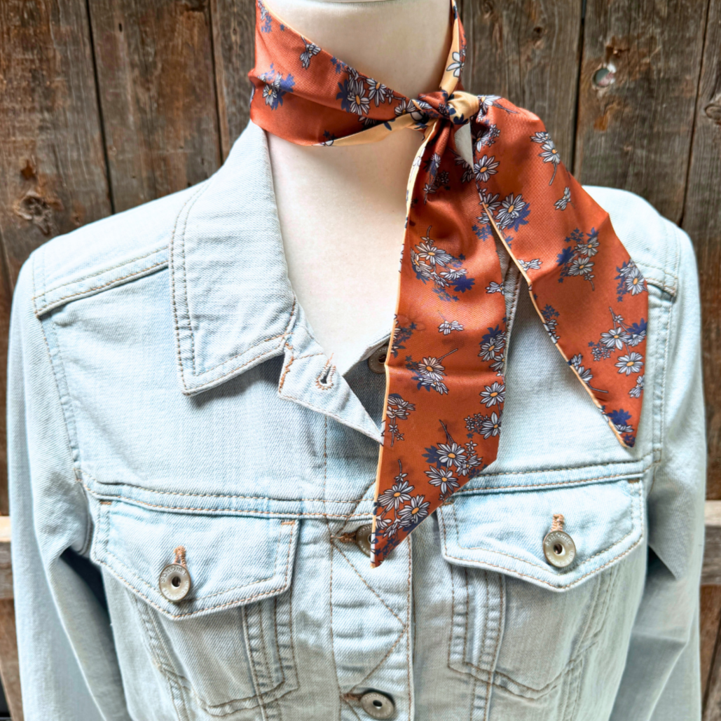 Brown and Tan Western Skinny Mini Wild Rag Scarf / Cowgirl Necktie #TW137