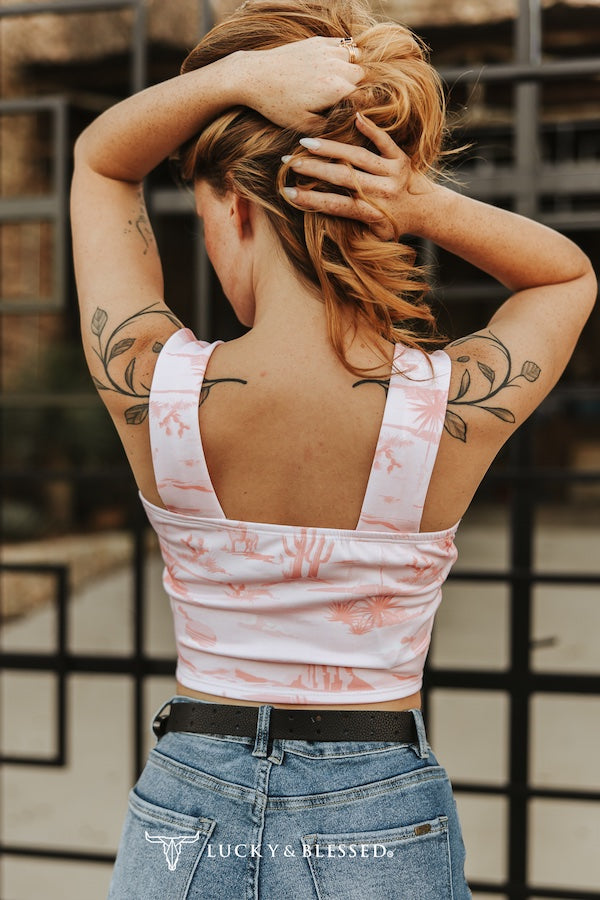Grace Pink Western Desert Printed Top