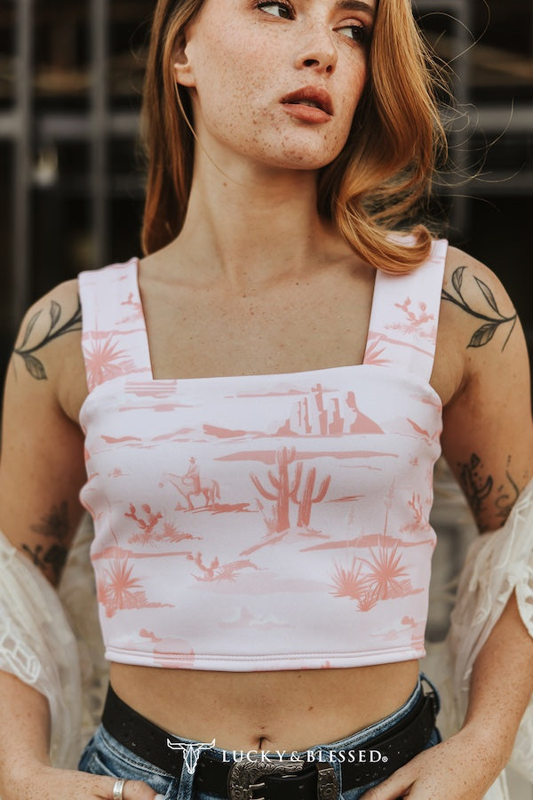 Grace Pink Western Desert Printed Top