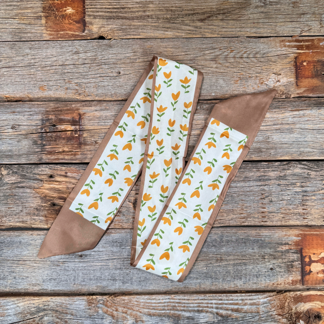 Tan and Cream Western Skinny Mini Wild Rag Scarf / Cowgirl Necktie #TW103