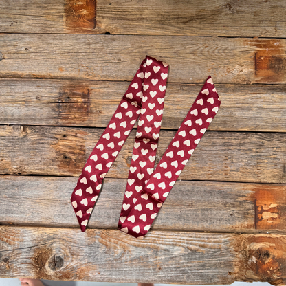 Burgundy and Cream Western Skinny Mini Wild Rag Scarf / Cowgirl Necktie #TW334