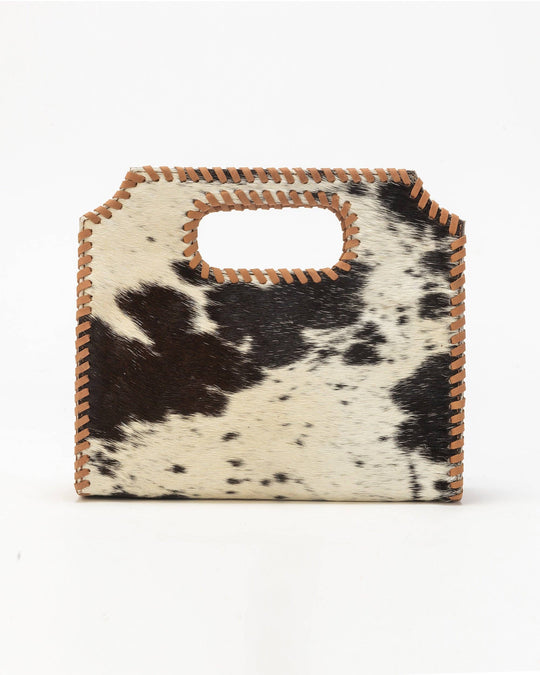 Alma Medium Hand Bag In Black &amp; White Cowhide