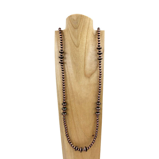 NKS230603-69-COOPER     60 Inches 8mm cooper Navajo pearl bead Necklace