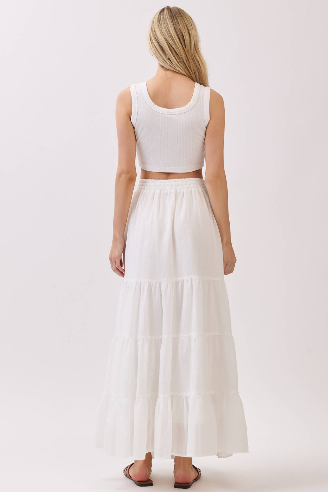 Sophie Tiered Coconut Tie Detail Maxi Skirt