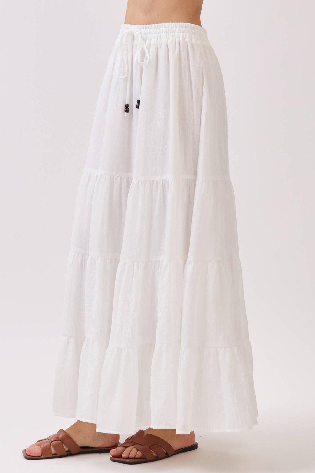 Sophie Tiered Coconut Tie Detail Maxi Skirt