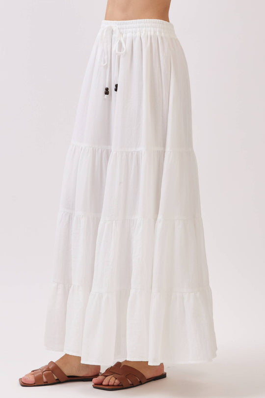 Sophie Tiered Coconut Tie Detail Maxi Skirt