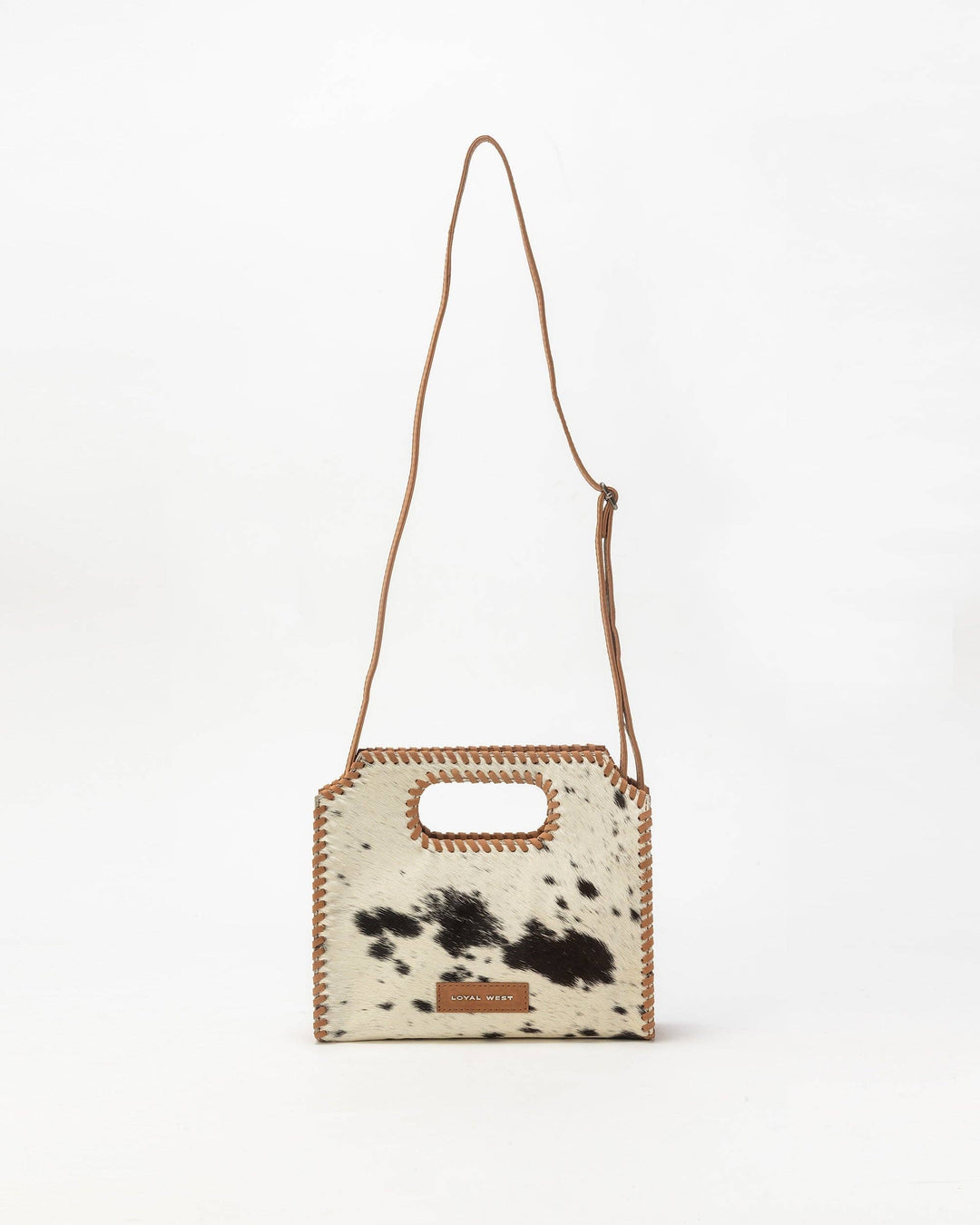Alma Medium Hand Bag In Black &amp; White Cowhide