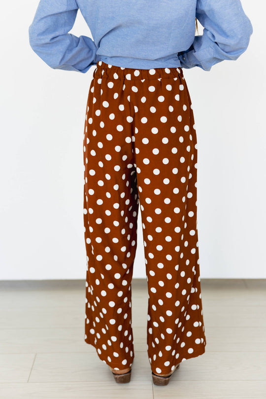 Savannah Brown and White polka dot pants