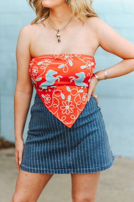 Arden Denim Rhinestone Studded Skirt