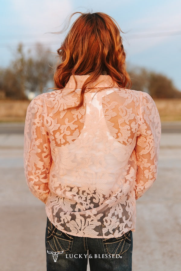 Audrey Peach Lace Blouse