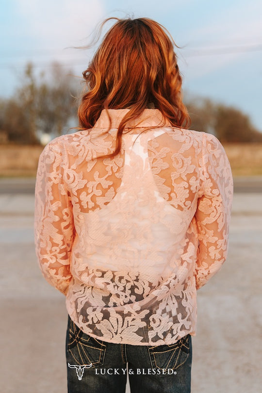 Audrey Peach Lace Blouse